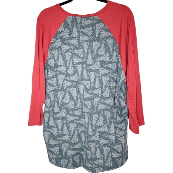 Lularoe sleeping beauty aurora Disney randy 3/4 sleeve top. Grey coral.  3X - Picture 8 of 11